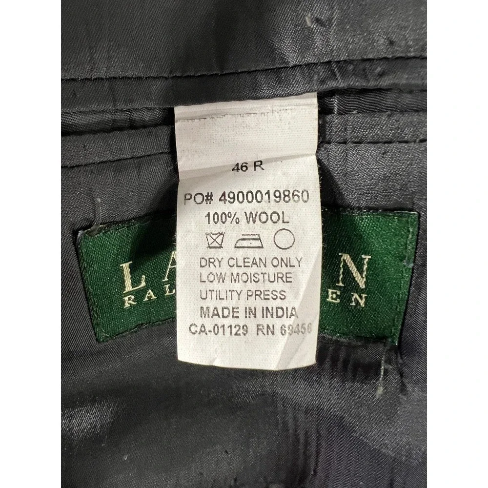 Lauren Ralph Lauren Mens Gray 46R Pinstripe 100% Wool 2 Piece Suit (Pants 38x31)